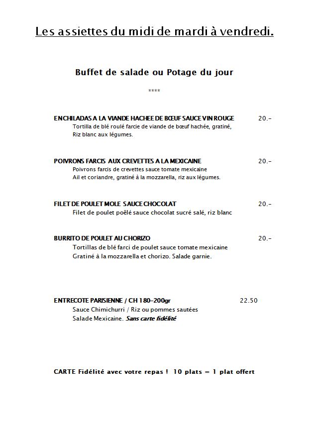 menu du jour