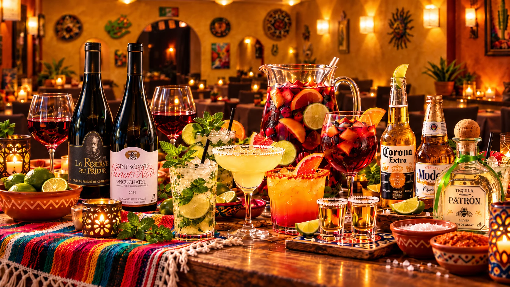 Cocktails, mojitos, margaritas, sangria, tequila et bières mexicaines au Cactus à Neuchâtel